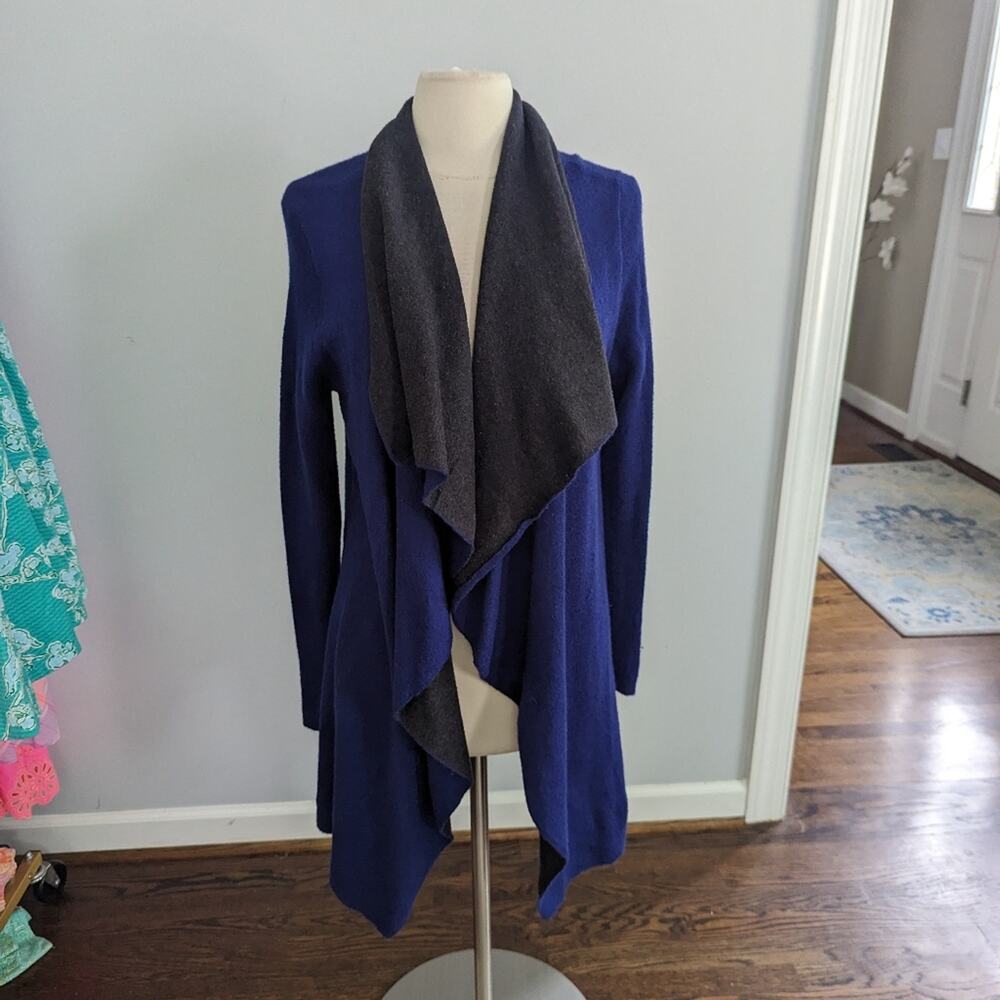 Women's Eileen Fisher Cotton Mohair Cashmere Blend Grey Blue Cardigan Medium